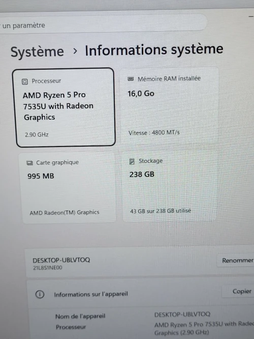 THINKPAD L16 | AMD RYZEN 5 7535U | 16GB RAM | 256GB NVMe SSD | AMD RADEON GRAPHICS
