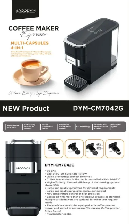 Cafetière Machine à café Arcodym 20Bar/ 1545w 4en1 19500Da