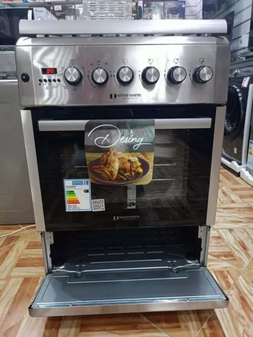 PROMO Cuisinière Arthur Martin 4feux Gaz/ Électrique Inox Ventillé Toutt option 69000Da