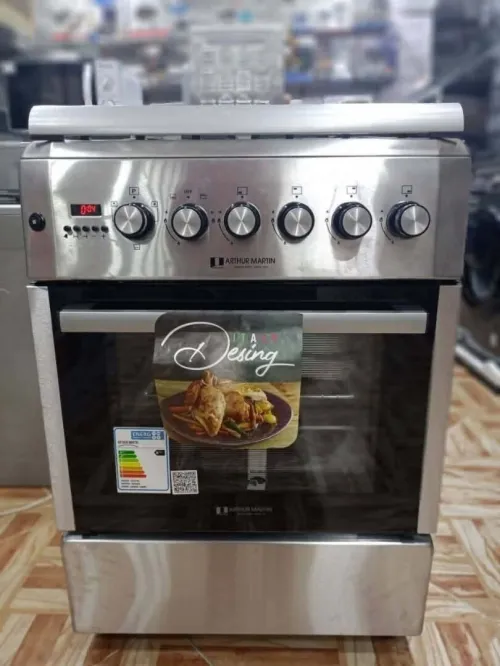 PROMO Cuisinière Arthur Martin 4feux Gaz/ Électrique Inox Ventillé Toutt option 69000Da