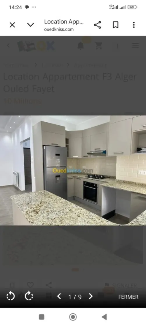 Location Appartement F3 Alger Ouled fayet