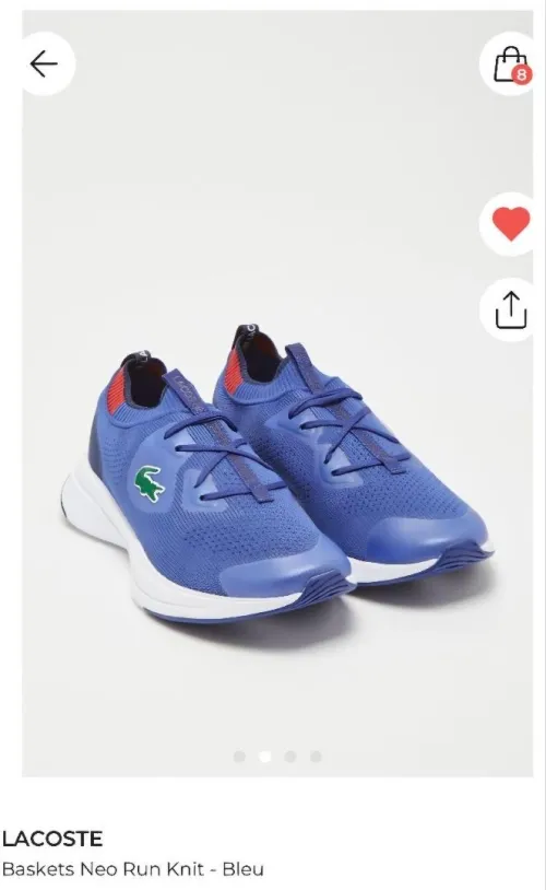 Basket lacoste néo run knit bleu