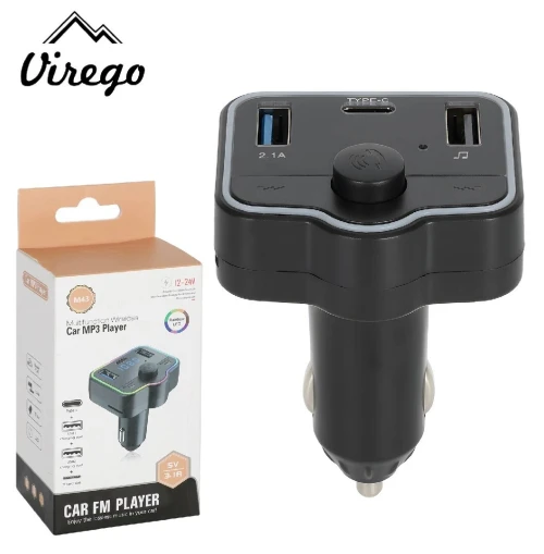 Transmetteur FM Bluetooth et Chargeur de Voiture 12-24V - شاحن متعدد المنافذ للسيارات والشاحنات