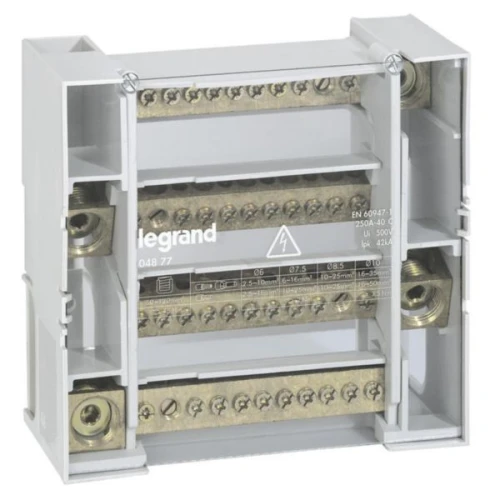 Répartiteur modulaire monobloc tétrapolaire à bornes - 250A - Le grand