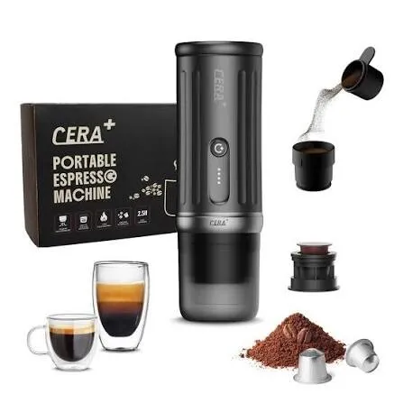 طقم القهوة المتكامل والذكي من Cera+ (ماكينة محمولة + مطحنة لاسلكية) - لعشاق التميز والرحلات