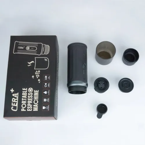 طقم القهوة المتكامل والذكي من Cera+ (ماكينة محمولة + مطحنة لاسلكية) - لعشاق التميز والرحلات