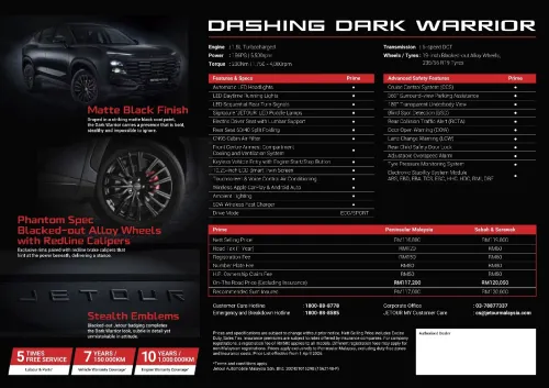 Jetour New Dashing  2026 Noir mat dark warrior
