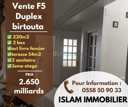 Vente Appartement Duplex F5 Alger Birtouta
