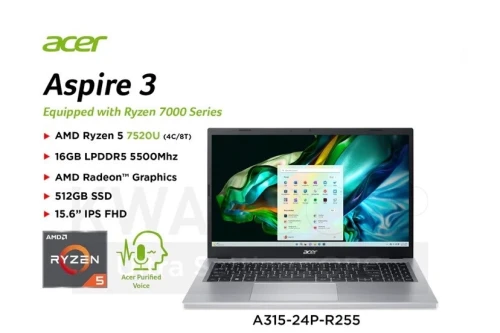 ACER ASPIRE 3 A315-24P AMD RYZEN 5 7520U 16GO 512GO SSD NVME
