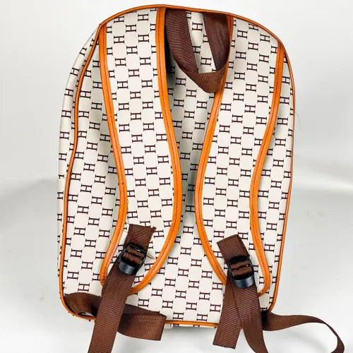 Pack 3Pcs Cabas Sac a Dos et Pochette en Tissue Imperméable Beige