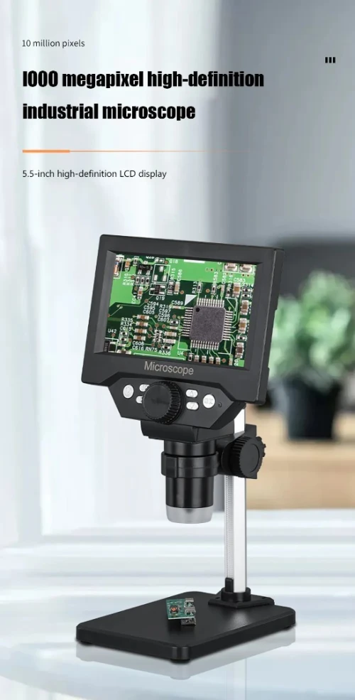 Microscope numérique G1000 1-1000X LCD 5.5 pouces HD Portable 8 LED 10MP arduino 