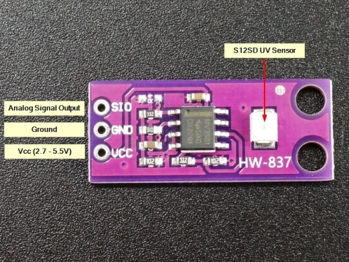 GUVA-S12SD CAPTEUR ULTRAVIOLET SOLAIRE arduino