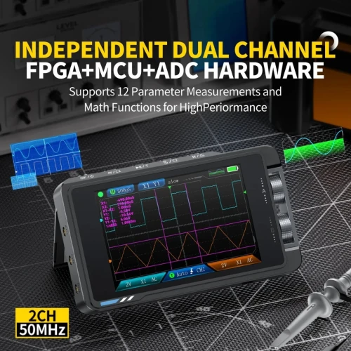FNIRSI DS215H Oscilloscope numérique portable 2 en 1 avec générateur de signaux