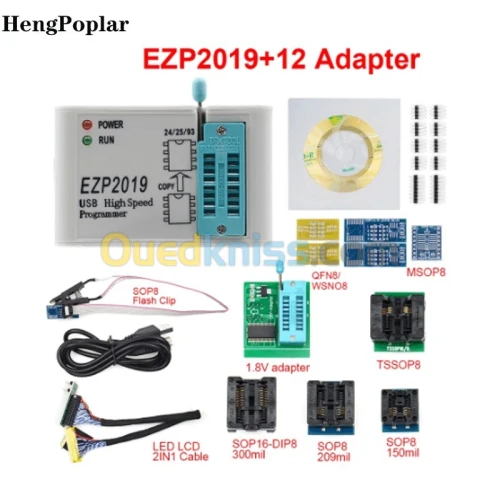 Programateur EZP2019 Support24 25 93 EEPROM 25 Flash BIOS Puce ensemble complet +12 Adaptateurs arduino