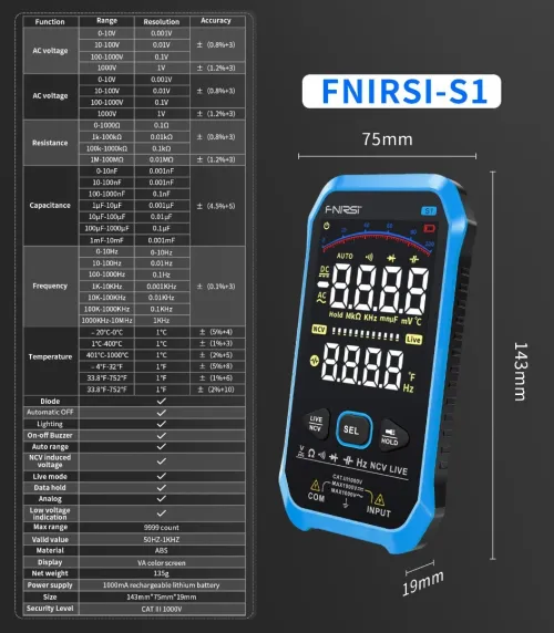 FNIRSI – multimetre numérique intelligent S1 