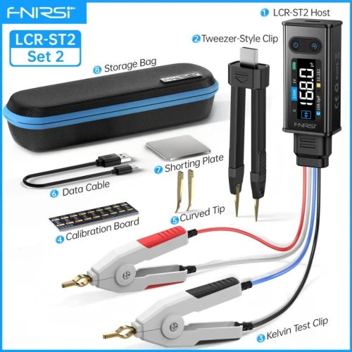 FNIRSI  LCR-ST2 Plus 100K Mesureur LCR & ESR pince numérique 2-en-1