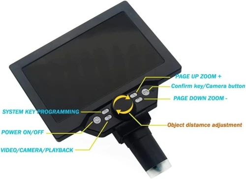 Microscope numérique 12MP 7" LCD 1-1200X G1200A+ arduino 
