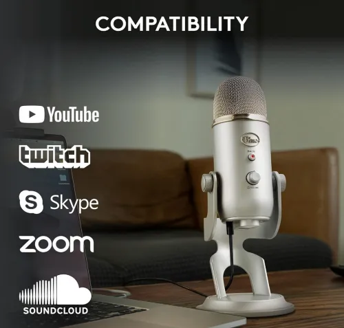 Microphone USB Blue Yeti, Microphone for Recording, Streaming, Gaming, Podcasting; LOGITECH
