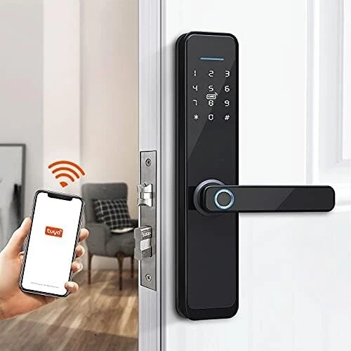 Serrure Connectée Intelligente Tuya & TTLock Empreinte Digitale, Code, Carte RFID et Clé