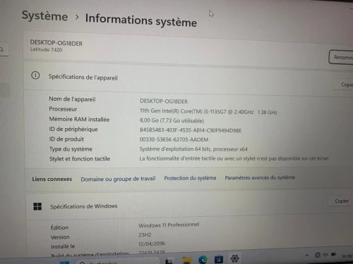 dell latitude 7420 i5 1135 g7 ram 8 256 ssd nvme