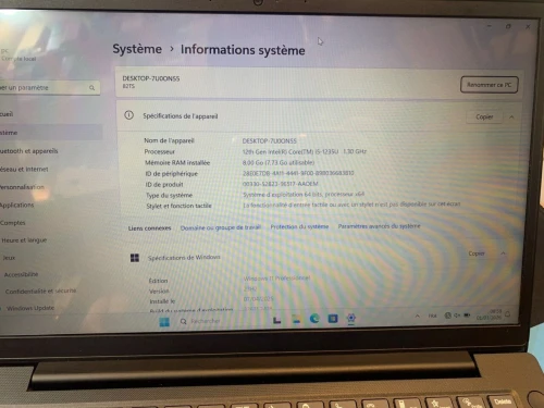 lenovo v14 G3 I5 1235U ram 8ddr4  ssd 256 nvme