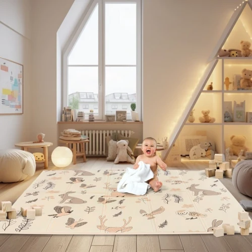 Tapis de jeu pour enfants en mousse polyéthylène/لفائف فوم بولي إيثيلين مطبوع برسومات جذابة للأطفال