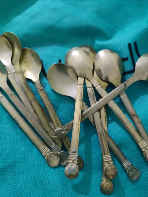 14 cuillères bronz doré antiquités 