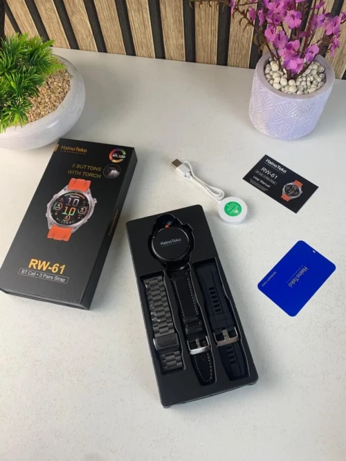 Smartwatch Haino Teko RW-61 avec écran AMOLED lampe de poche intégrée et 3 paires ساعة ذكية أصلية