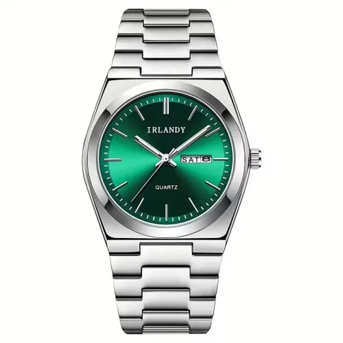 Montre Homme de Luxe IRLANDY - Édition Spéciale (Vert Émeraude & Argent)