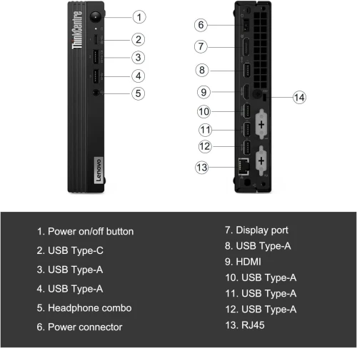 Lenovo ThinkCentre M70q Gen 5 | 13rd Gen Intel Core i5-13400T 16Go 256Go PCIe NVMe - NEUF