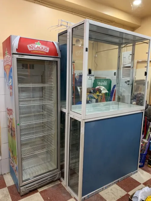 ماتريال حانوت كوسميتيك نقي مشي خادم بزاف matériel cosmétique étagère frigo armoire 