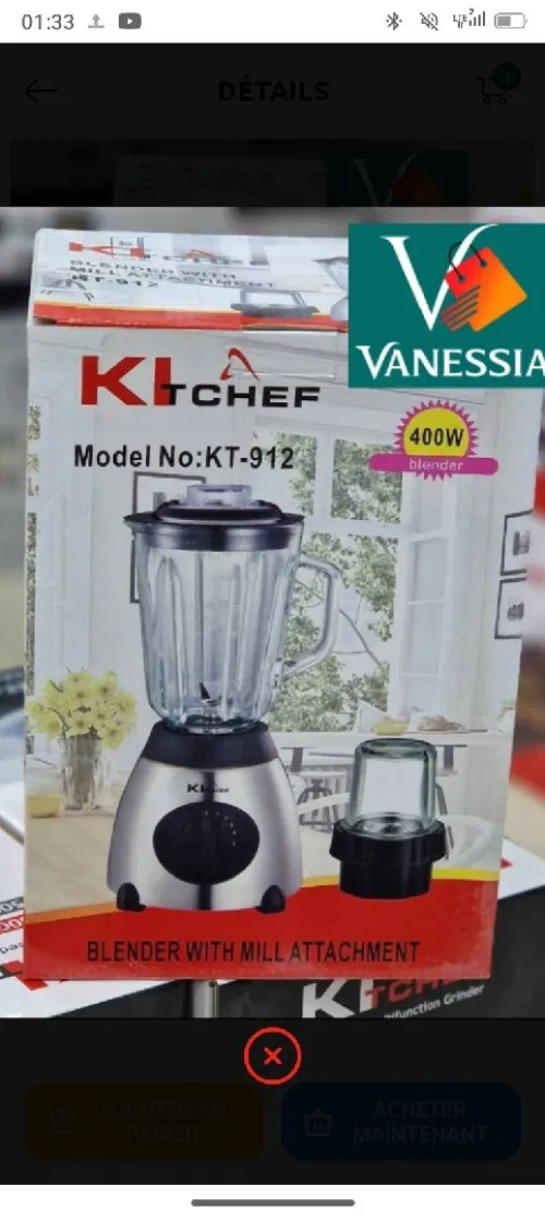 Blender mélangeur 2en1 marque kitchef