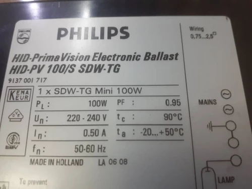 HID-PV 100 /S SDW-TG 220-240V 50/60HZ PHILIPS - BALLAST ÉLECTRONIQUE