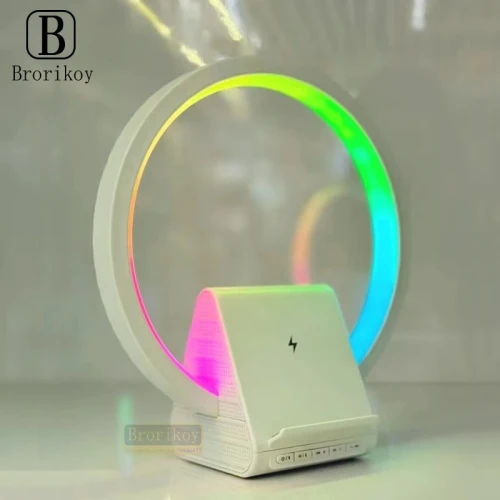 Lampe de chevet avec chargeur sans fil, haut-parleurs Bluetooth rechargeables support de charge  