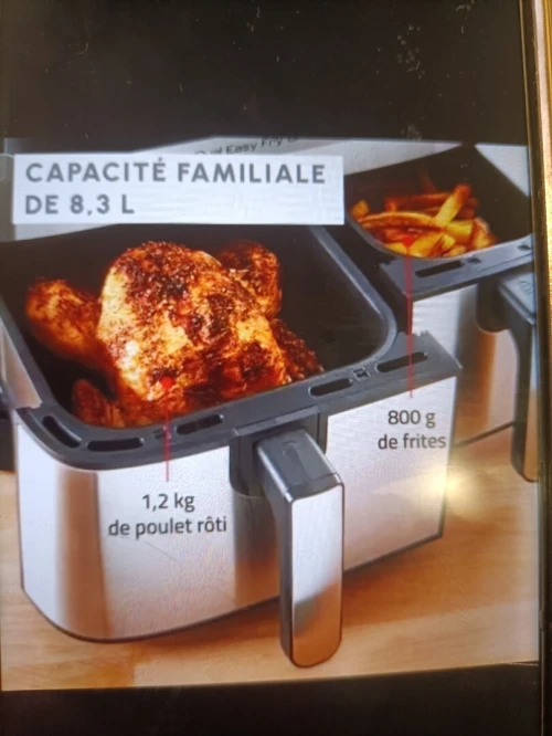 Friteuse sans Huile 8,3 L  Moulinex Friteuse A Air Dual easy.  Grill Inox 2 Tiroirs