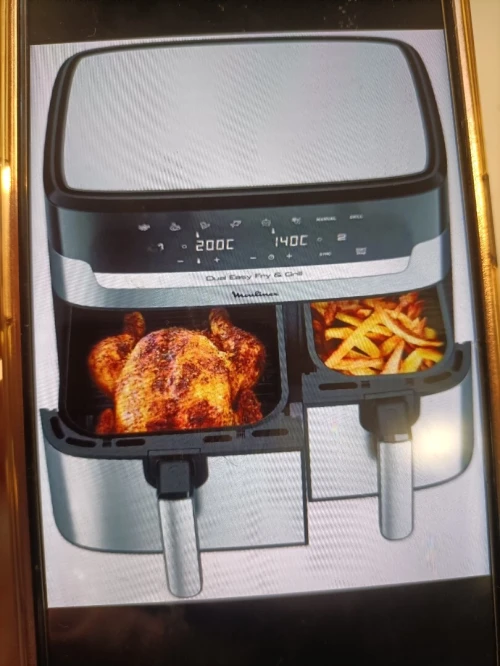 Friteuse sans Huile 8,3 L  Moulinex Friteuse A Air Dual easy.  Grill Inox 2 Tiroirs