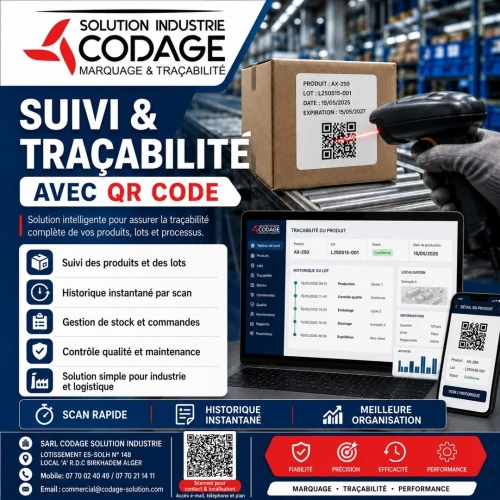 Impression thermique, QR Code, Code-barres et système de traçabilité connecté aux données