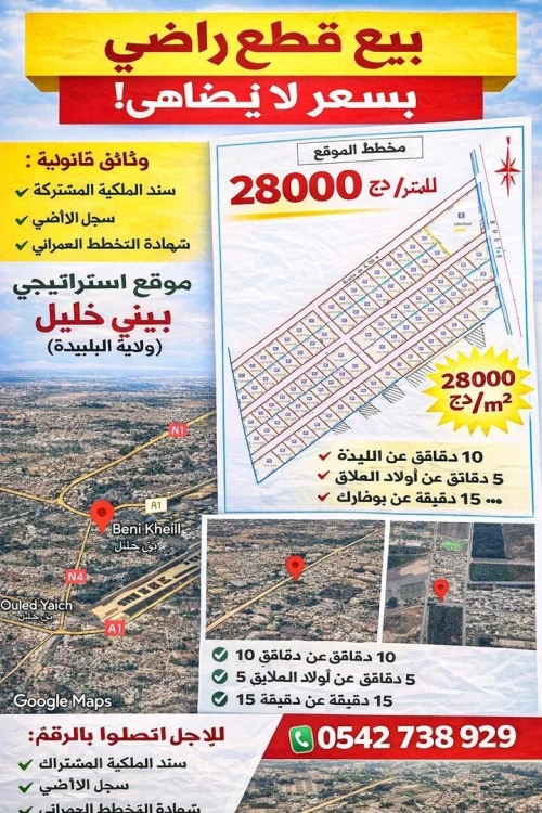 Vente Terrain Blida Ben khellil