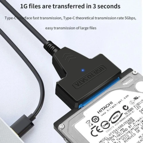 Adaptateur Convertisseur USB 3.0 & Type-C vers SATA III (6 Gbps) pour SSD/HDD 2.5" - Plug & Play