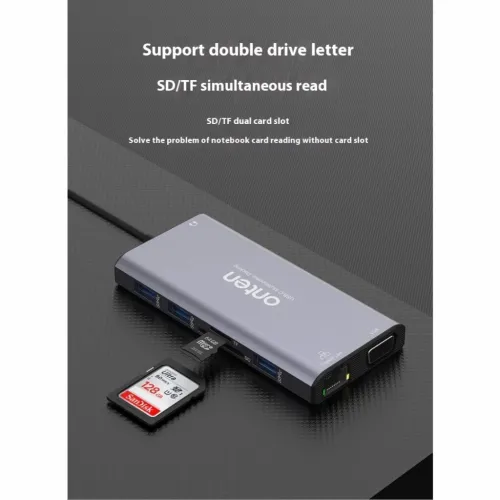 Station d'Accueil USB-C 12-en-1 Vidéo 4K, Recharge 100W, Réseau Gigabit et Plus OTN-UC601 ONTEN