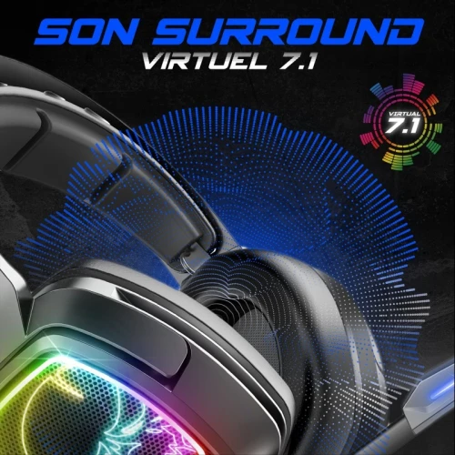 Casque Gamer Pro Sans Fil 7.1 Surround Micro Flexible MultiPlatforme Xpert-H1300