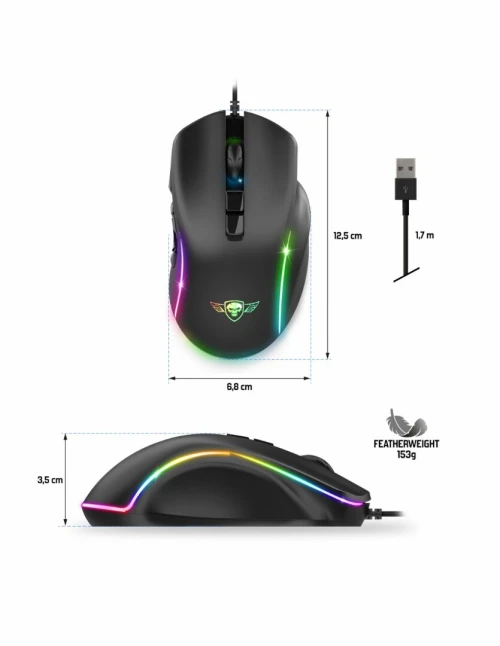 Souris Optique Filaire USB Gaming RGB ,10 Boutons Programmables,RGB Elite M30 S-EM30 Spirit Of Gamer