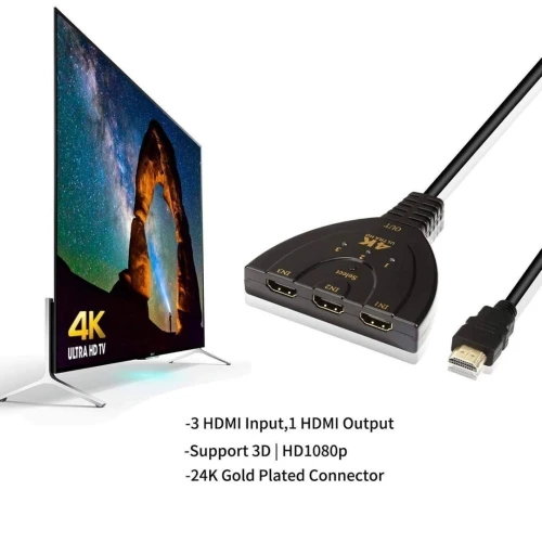 Switch (Commutateur) HDMI 3 Ports 4K Ultras en 1 sortie Prend en charge la 4K 3D 1080P