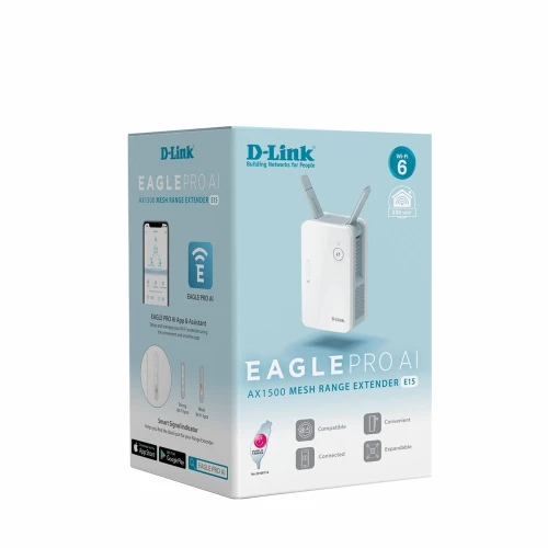 Répéteur Extenseur Wi-Fi 6 AX1500 Mesh avec Port LAN Gigabit Ethernet E15 D-Link