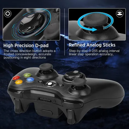 Manette Gaming Sans Fil 2.4 GHz Double Vibration Multi-Plateforme (récepteur inclus)