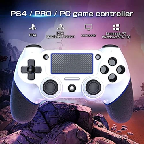 Manette Gaming Bluetooth Pour  PS4 & PC Dual-Shock Rechargeable avec Entrée Jack 3.5mm