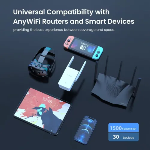 Répéteur & Extenseur Wi-Fi 6 Dual-Band AX1500 jusqu'à 80 m2 avec Port Gigabit A23 TENDA