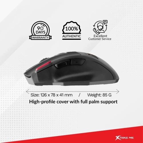 Souris Gaming Sans Fil 2.4GHz Capteur Optique 800-1200-1600 Dpi - 7 Boutons RGB GW-600 Xtrike-Me