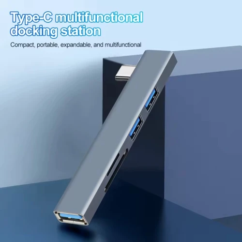Hub USB Type-C 5 en 1, 1 x USB 3.0 + 2 x USB 2.0 + SD + TF Transmission 5Gbps Multiplateformes
