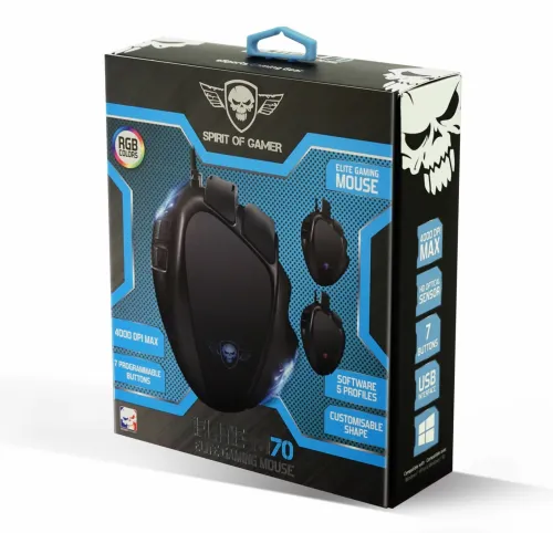 Souris Gaming Professional Programmable USB 4000 DPI Max 8 Boutons ELITE-M70 Spirit of Gamer 